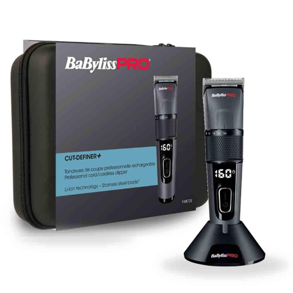 BaByliss PRO FX872E Tondeuse Professionnelle Digitale sans Fil Coffret Cut Definer+ Socle de Charge Malette de Transport Performance de Coupe Cheveux