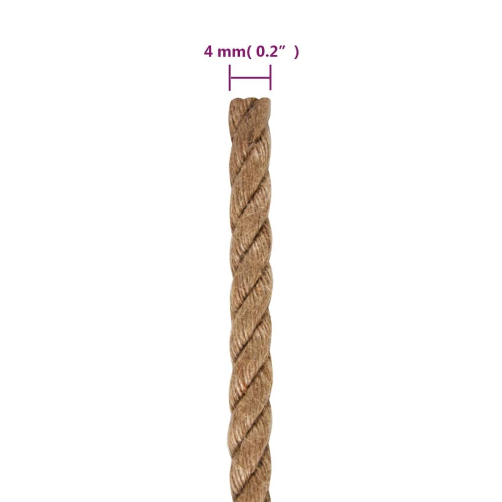 Cuerda de yute de 500 m, diámetro de 4 mm, 6 kg, 100 % yute natural, cuerda trenzada para manualidades, jardín, embalaje, trenza y decoración
