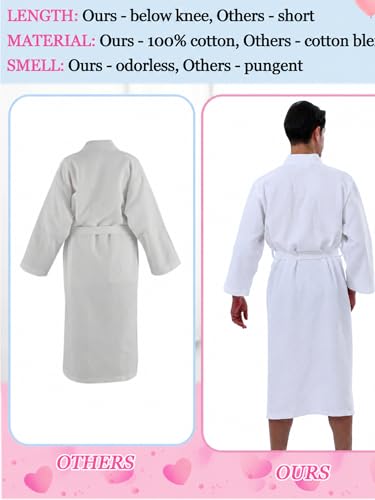 Image of Jecery 2 Pack His and Hers Robes Gifts for Couples Cotton Waffle Knit Matching Robes Party Anniversary Wedding Women Men