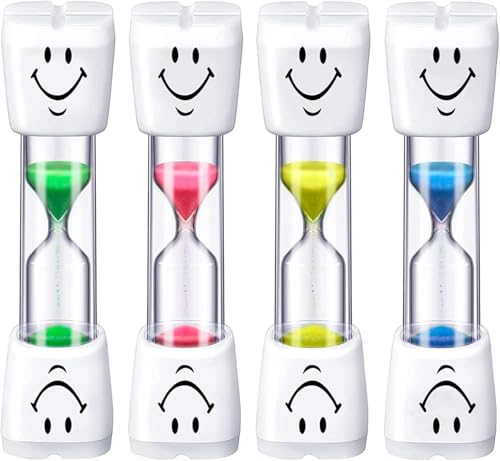 Lotbun Sanduhr Zähneputzen Kinder 4pcs, Zahnputzuhr Kinder 3 Minuten 2 Minuten Sanduhr Zähneputzen, Für Beim Putzen, Spielen, Kochen, Im Büro