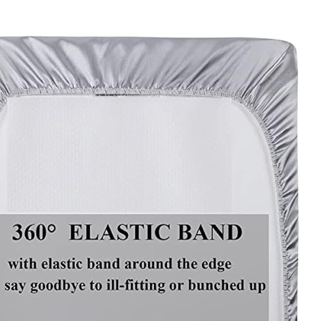 Satin Pack n Play Sheet Set 2 Pack Ultra Soft Silk Fitted Mini Crib Sheets Playard Sheet Protect for Baby Hair and Skin, Grey & Pink