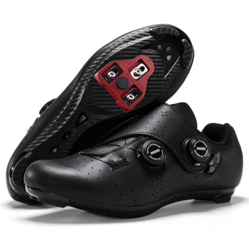 TvzsiY Zapatillas de Ciclismo para Bicicleta de Carretera Compatibles con SPD-SL Lock System para Exterior - Unisex,Negro,38 EU
