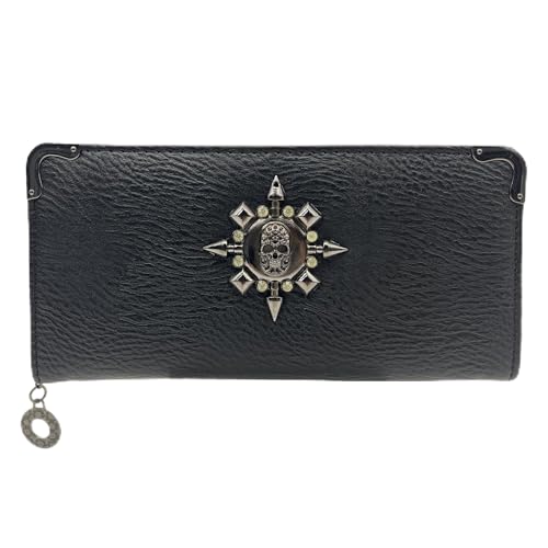 duoyif Gothic Geldbörse Totenkopf Damen, Gothic Portemonnaie Totenkopf, Skull Brieftasche, Punkrock Geldbörse Portmonee, Portemonnaie PU Leder Mit Reißverschluss Münztasche (Gotisch)