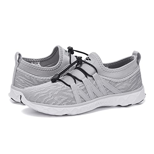 ALEADER Womens Water Shoes, Slip on Beach Walking Aqua Shoes Grey 8 B(M) US