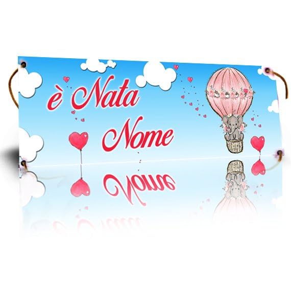 Social Crazy GLOBAL STRISCIONE FONDALE NASCITA - BAMBINA ELEFANTINO - IN CARTA O IN BANNER PVC ANCHE DA ESTERNO GARANZIA 5 ANNI (BANNER, 500X100 CM)