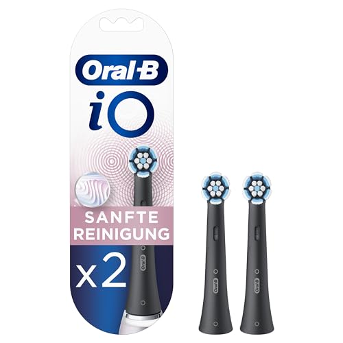 Oral-B iO Sanfte Reinigung Aufsteckbürsten für elektrische Zahnbürste, 2 Stück, sanfte Zahnreinigung, Zahnbürstenaufsatz für Oral-B Zahnbürsten, schwarz