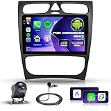 4G+ 128G Upgrade Car Radio for Mercedes Benz 2000-2005, Driauto 9 Inch Double Din Car Stereo with Wireless Carplay and Android Auto Mirror Link, Bluetooth WiFi GPS Navi SWC Backup Camera EQ FM/RDS