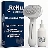 ReNu Dog Brush, Fresh Fur Shower Brush, 3-in-1 Self-Cleaning Steamy Pet Brush for Dogs & Cats – Grooming Tool for Long & Short Hair, Removes Loose Hair & Reduces Shedding