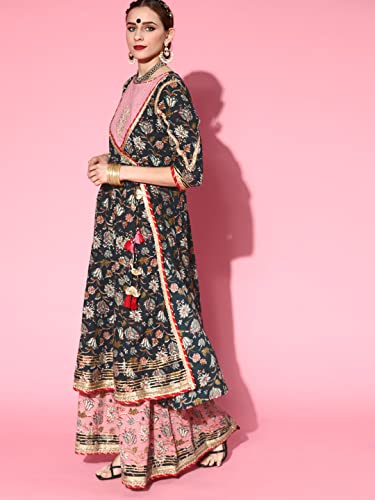 Image of ishin Women Cotton Blend Salwar Suit Set