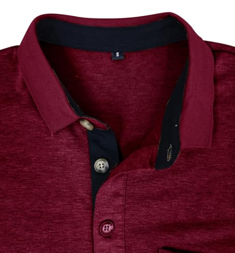 Men's Polo Shirts Casual Classic Short/Long Sleeve Button Collared Cotton Golf Tees Shirts Tops with Pocket4