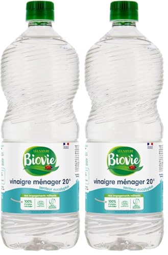 Biovie - Vinaigre ménager 20°, senteur eucalyptus - éco-recharge 1L (Lot de 2)