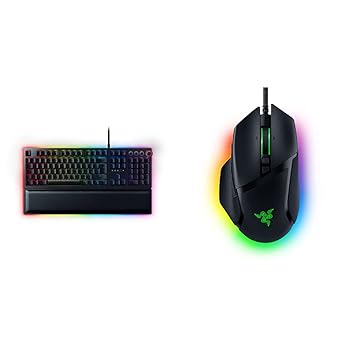 Razer Huntsman Elite (Purple Switch) Gaming Keyboard + Basilisk V3 Wired Gaming Mouse Black