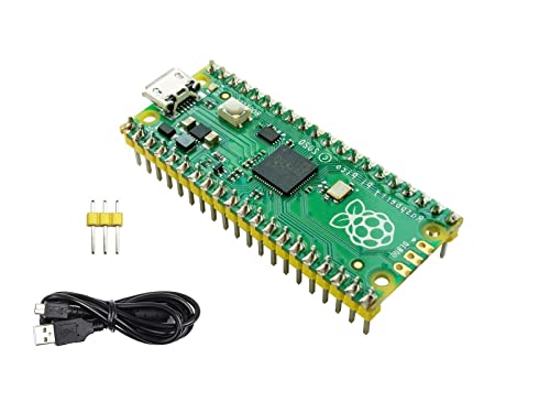 Waveshare Raspberry Pi Pico Microcontroller Board with RP2040 Chip, Dual-core Arm Cortex M0+ Processor, 264KB SRAM, 2MB Flash, 26x GPIO, SPI, I2C, UART, PWM, ADC, USB 1.1, Includes Header and Cable
