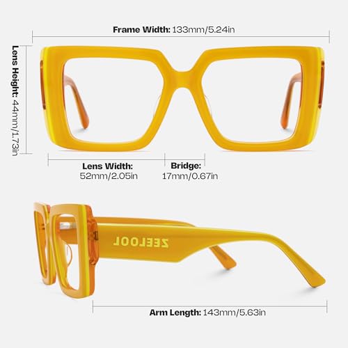 Image of Zeelool Blue Light Blocking Glasses for Women, Rectangle Glasses Frame Eyeglasses with Clear Lenses Anti Eyestrain & UV from Computer /TV /Phone ZJGA838378-01B, Yellow