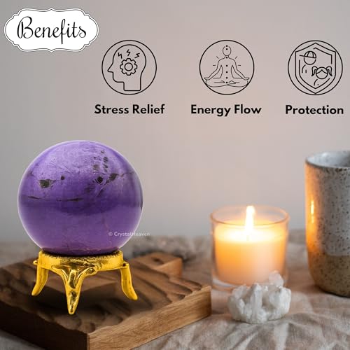 Image of Certified Stichtite Crystal Ball for Meditation - Premium Crystal Vastu Items for Home and Feng Shui Items for Good Luck - Ideal for Pooja Supplies and Spiritual Practices (1.5 inch Inch)