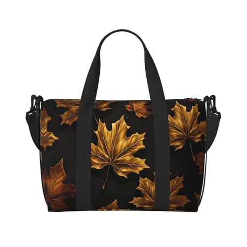 Phayah Golden Maple Leaf Crossbody Travel Bag Overnighter Duffel Bags Carry On Size Ideal For School Or Overnight Travel Bag