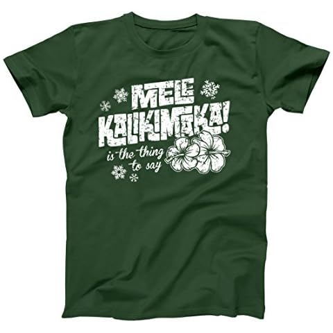 Funny Threads Outlet Mele Kalikimaka Christmas Holiday Mens Shirt Large Forest Green Cover