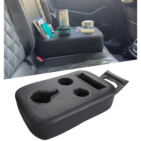 Sinvanho Car Cup Holder, Back Seat Cup Holder for Car, PU Leather Couch Sofa Bed Cup Holder Expander Tray, Boat Tray, Organizer for Trucks, Minivans, SUVs, RVs, Vehicles, Holds Drinks, Remote, Snacks Cover