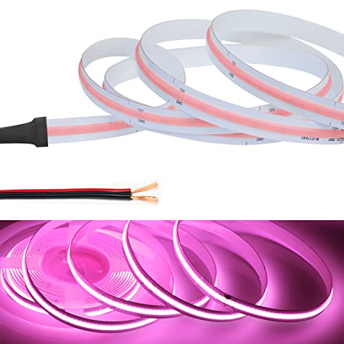LEKE COB テープライトLEDストリップライトフレキシブル 高密度 LEDテープライト 0.5m 320LEDs/m ピンクライト DC12V 180°発光CRI>=90，両面テープ変形可能 切断可能 寝室 キッチンホーム オフィス屋内装飾