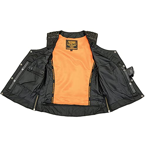 Image of Milwaukee Leather Women's Premium Classic Leather Motorcycle Rider Vest w /Adjustable Side Laces