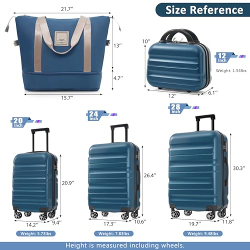 Image of 13 Piece Luggage Sets, Lightweight Suitcases with Dual Spinner Wheels, Carry-On & Check-In Sizes for Travel and Business (Inky blue)