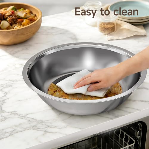 LEDLAY 6QT Stainless Steel Chafing Dishes for Buffet, Round Chafing Dish Buffet Set 4 Pack with Smooth Edge Lid, Food Warmers for Parties Buffet Golden & Silver by LEDLAY - Used condition - Image 8