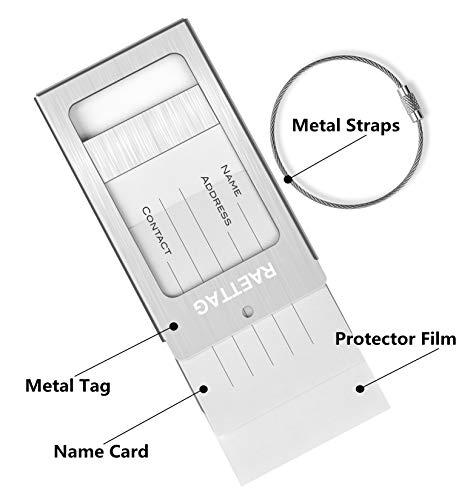 Image of Luggage Tags Metal Suitcase Tags Travel Bag ID Identifier Luggage Tag (Silver 2-Pack)