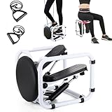 Nisorpa Steppers for Exercise, Mini Stair Stepper with Resistance Bands and LCD Monitor, Can be Twist Chair for Full Body Workout at Home, Stair Climber Stepper Exercise Equipment 330LBS Capacity