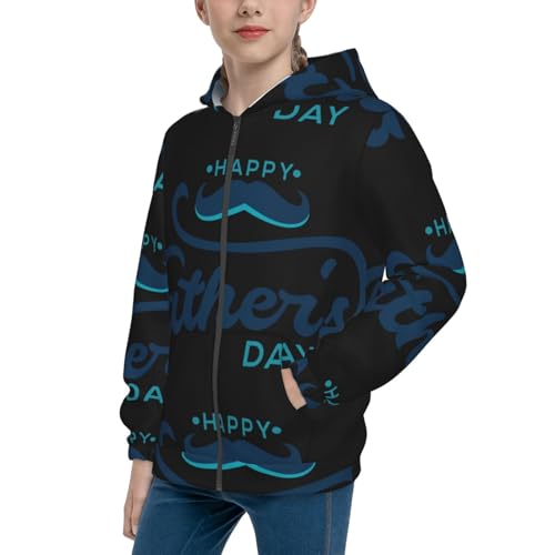 Happy Father's Day Kid Hoodies Boys Zip Up Sweatshirts Girls Pullover with Pocket
