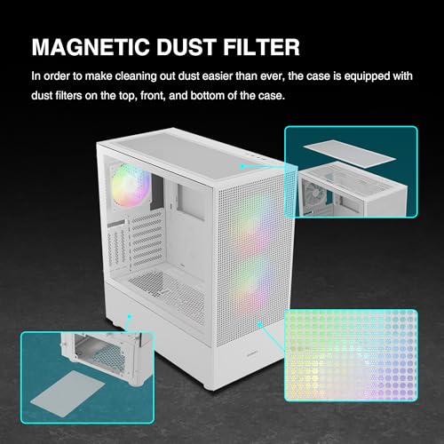 Gamdias White E-ATX Mid Tower Gaming Computer PC Case w/Tempered Glass, USB Type-C, Built-in 2x140mm & 1x120mm PWM ARGB Fans, Up to Radiators/AIO 360mm, 390mm GPU/VGA RTX 40 Series, 180mm CPU Cooler by GAMDIAS - Image 9