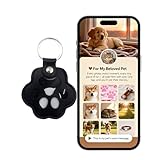 Dog Hair Keychain with NFC Digital Memory – Add Text, Voice, Photos, Cloud Album, Music & Video– Pet Memorial Gifts & Fur Memory Charm, Leather Paw Shaped Fur Keepsake for Cat and Dog Hair (Black)