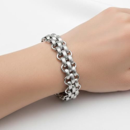 SAGA GIOIELLI Bransoletka damska ze stali nierdzewnej z plecionym łańcuszkiem w paski, długość 18 + 5,5 cm, pudełko prezentowe o grubości 13 mm, 20.0 Centimetri, Stal stopowa, 0 szt