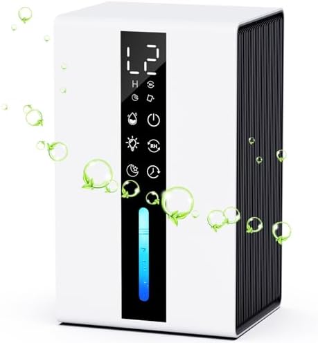 Déshumidificateur Électrique 1,8L - 2 Vitesses (Faible/Haute), Auto-Dégivrage, Timer 48H, Silencieux ≤30dB Pour Chambre, Salon, Salle De Bain Jusqu'à 20m²
