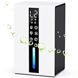 Deshumidificador 1,8L, Deshumidificador Eléctrico 48W, Temporizador 48H, Luz Nocturna de Colores, con Descongelación & Apagado Automático, Ultra Silencioso, Portátil, para Dormitorio, Baño, Sótano