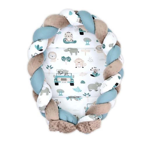 Miniatura 2 de Nido De Bebé Recién Nacido 75 X 45 Cm Tejido De Peluche Con Cojín Trenzado, Juego Desmontable, Dos Caras, Cuna, África, Tono B