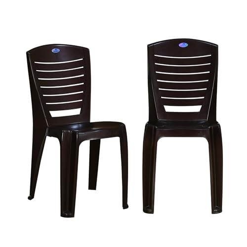 Image of Nilkamal Plastic Chair for Living room |Set of 2 | 3 Year Warranty | For Home, Living Room, Outdoor | Weather Brown Colour | CHR4025