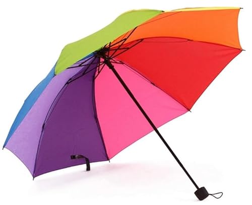 Color Rainbow Umbrella Fashion Long Handle Straight Anti-UV Sun/Rain Stick