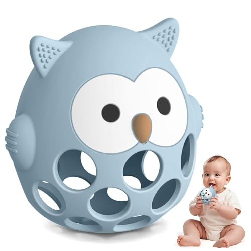 Image of Baby Teething Chick Toy, Upgraded Easy Grasp Silicone Teething Rattle Ball Toy for Babies Over 3 Months, 100% Food Grade, Gift for Infant Boys and Girls 0-6-12 Months (Blue.)