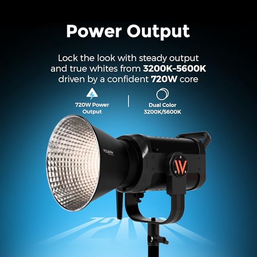 Image of Welborn VL-720B LED COB Light with App Control 18CM Reflector 720W - 3200K-5600K Adjustable Color Temperature, AC Powered, Ideal for Photography & Video Shooting (720B)