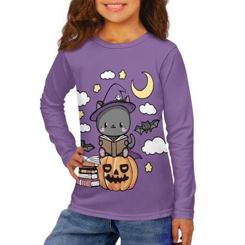 Image of Girls Long Sleeve T Shirt Cute Cartoon Crewneck Shirt for Kids 3-16Y Fall Winter Clothes