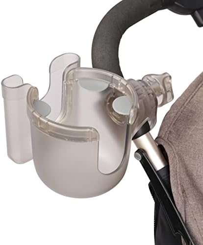 Universal Cup Holder, Stroller Cup Holder with Phone Holder, Stroller Accessories , Bike Water Bottle Holder, Treadmill, Wheelchair(Transparent Grey)