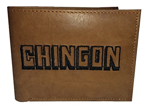 Embroidered Genuine Leather Wallet Brown Chingon Spanish Version2
