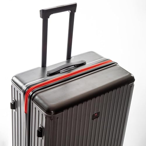 Image of Hard Polycarbonate Luggage Trolley Bag | 8 Wheels 360 Double Spinner Suitcase with Coffee Holder & Mobile Stand | 5 Years Warranty - Smoky Sky, Set of 2 (Cabin+Medium) (54+64 cm)