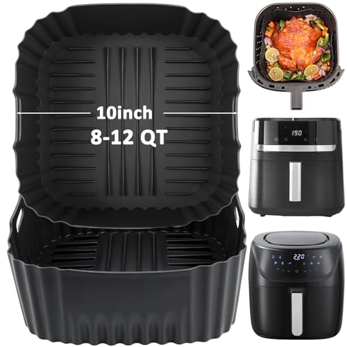 BYKITCHEN Large Air Fryer Silicone Liners Compatible with CHEFMAN 8QT/