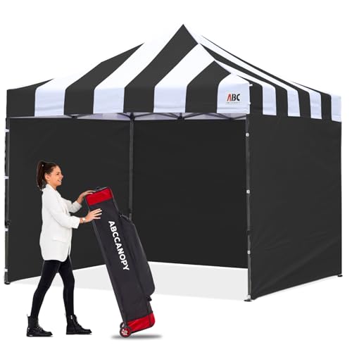 Image of ABCCANOPY Heavy Duty Easy Pop up Canopy Tent with Sidewalls 10x10,Strip Black