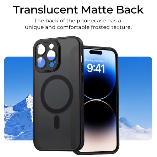 Image of Tobfit Magnetic Case for iPhone 14 Pro Max Compatible with Mag Safe, Translucent Matte Back Slim Shockproof Phone Cover for iPhone 14 Pro Max