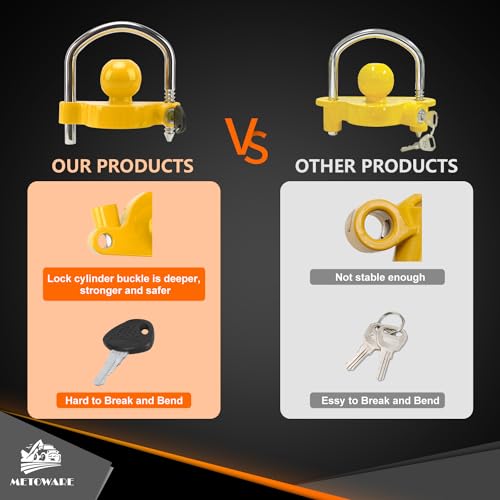 METOWARE Yellow Trailer Coupler Lock