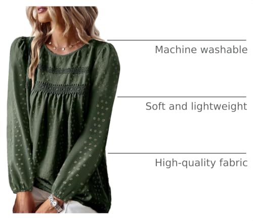 Image of Falechay Womens Tops Flowy Boho Dressy Casual Lace Cute Long Sleeve Shirts