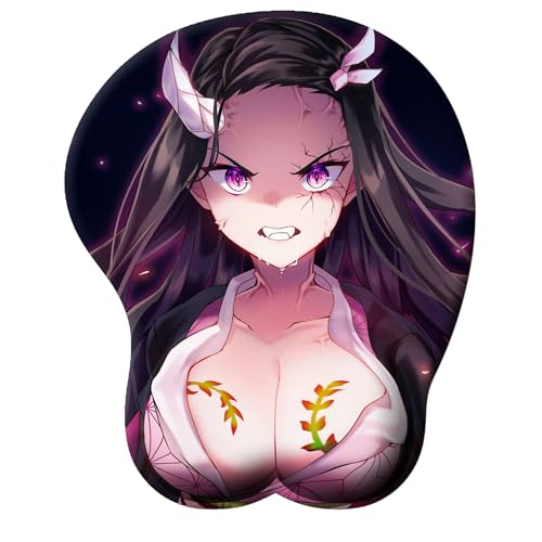 YlobdolY Tapis de Souris Anime 3D, Mignon Doux Sexy Bande dessinée Beauty Big Buste Silicone Poignet Support Tapis de Souris, Tapis de Souris de Jeu avec Support de...