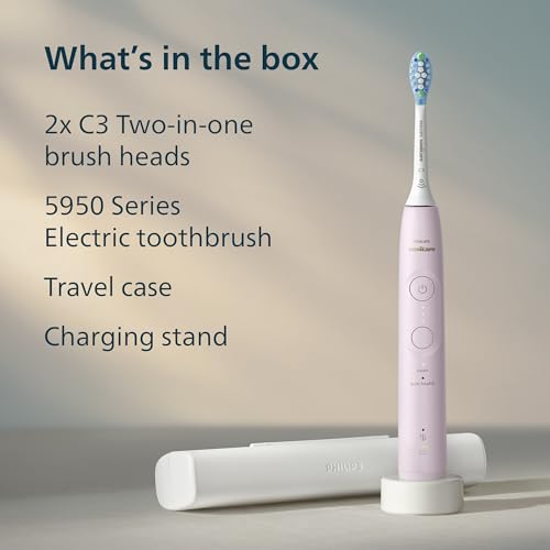 Philips Sonicare 5950 Rechargeable Electric Toothbrush, 2 Brush Heads, Pink - image 9